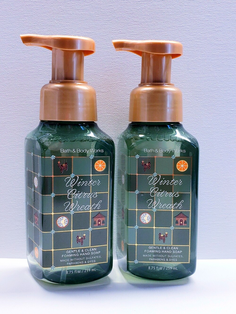 Bath & Body Works WINTER CITRUS WREATH Gentle Foaming Hand Soap, 8.75 oz -2 pcs